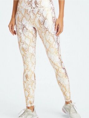 Fabletics Define PowerHold High-Waisted Gold Foil Snake Print Leggings Large